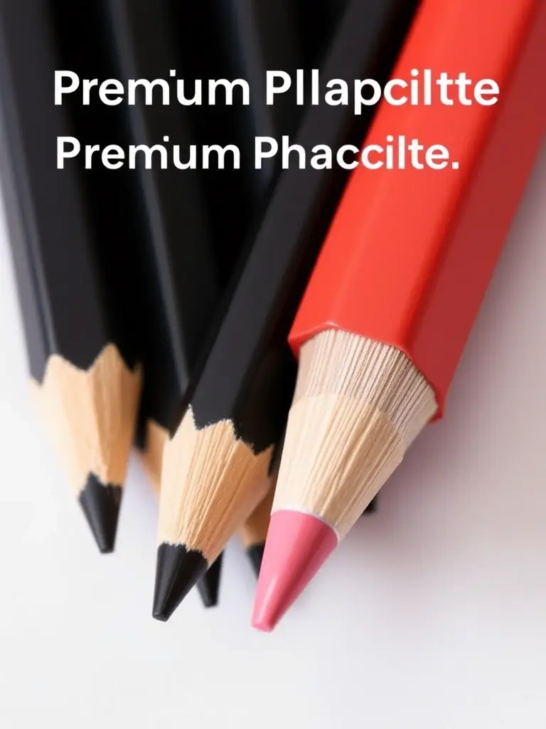 Close-up shot of a Premium Graphite Pencil Set, showcasing the different grades of graphite and the smooth finish of the pencils, set against a dark background to emphasize their quality.